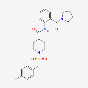 molecular formula C25H31N3O4S B11340899 1-[(4-methylbenzyl)sulfonyl]-N-[2-(pyrrolidin-1-ylcarbonyl)phenyl]piperidine-4-carboxamide 