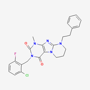 molecular formula C24H23ClFN5O2 B11340966 3-(2-chloro-6-fluorobenzyl)-1-methyl-9-(2-phenylethyl)-6,7,8,9-tetrahydropyrimido[2,1-f]purine-2,4(1H,3H)-dione 