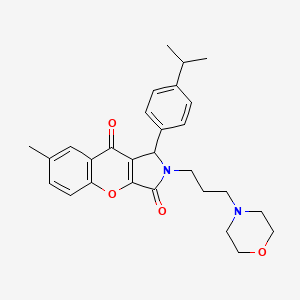 molecular formula C28H32N2O4 B11340969 7-Methyl-2-[3-(morpholin-4-yl)propyl]-1-[4-(propan-2-yl)phenyl]-1,2-dihydrochromeno[2,3-c]pyrrole-3,9-dione 