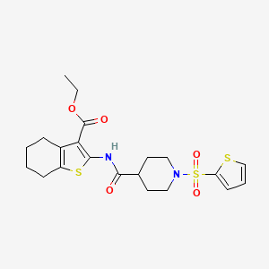 molecular formula C21H26N2O5S3 B11341002 Ethyl 2-({[1-(thiophen-2-ylsulfonyl)piperidin-4-yl]carbonyl}amino)-4,5,6,7-tetrahydro-1-benzothiophene-3-carboxylate 