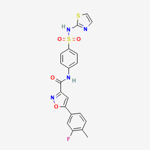 molecular formula C20H15FN4O4S2 B11341009 5-(3-fluoro-4-methylphenyl)-N-[4-(1,3-thiazol-2-ylsulfamoyl)phenyl]-1,2-oxazole-3-carboxamide 