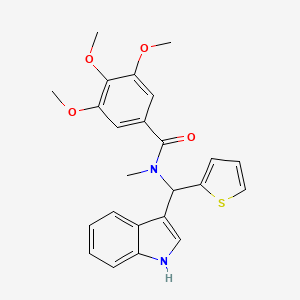 molecular formula C24H24N2O4S B11341105 N-[1H-indol-3-yl(thiophen-2-yl)methyl]-3,4,5-trimethoxy-N-methylbenzamide 