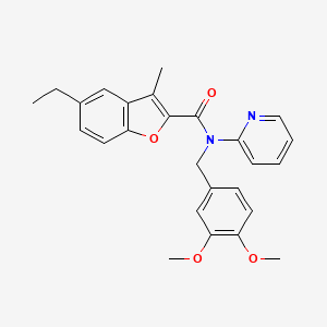 N-(3,4-dimethoxybenzyl)-5-ethyl-3-methyl-N-(pyridin-2-yl)-1-benzofuran-2-carboxamide