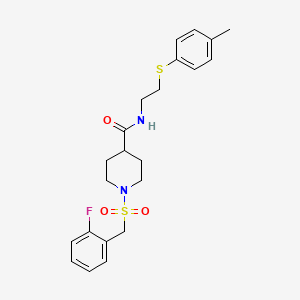 1-[(2-fluorobenzyl)sulfonyl]-N-{2-[(4-methylphenyl)sulfanyl]ethyl}piperidine-4-carboxamide