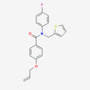 molecular formula C21H18FNO2S B11341279 N-(4-fluorophenyl)-4-(prop-2-en-1-yloxy)-N-(thiophen-2-ylmethyl)benzamide 