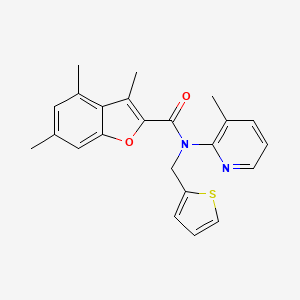 molecular formula C23H22N2O2S B11341283 3,4,6-trimethyl-N-(3-methylpyridin-2-yl)-N-(thiophen-2-ylmethyl)-1-benzofuran-2-carboxamide 