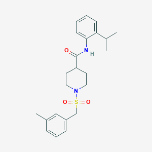 molecular formula C23H30N2O3S B11341341 1-[(3-methylbenzyl)sulfonyl]-N-[2-(propan-2-yl)phenyl]piperidine-4-carboxamide 