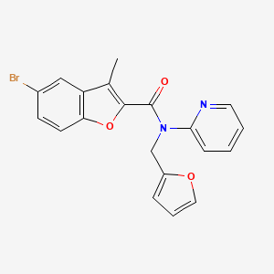 molecular formula C20H15BrN2O3 B11341371 5-bromo-N-(furan-2-ylmethyl)-3-methyl-N-(pyridin-2-yl)-1-benzofuran-2-carboxamide 