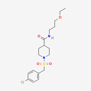 molecular formula C18H27ClN2O4S B11341437 1-[(4-chlorobenzyl)sulfonyl]-N-(3-ethoxypropyl)piperidine-4-carboxamide 