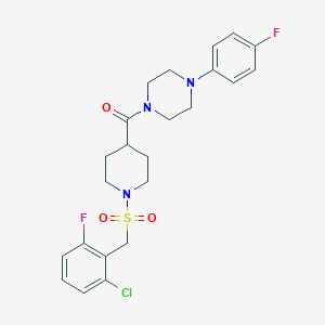 molecular formula C23H26ClF2N3O3S B11341454 {1-[(2-Chloro-6-fluorobenzyl)sulfonyl]piperidin-4-yl}[4-(4-fluorophenyl)piperazin-1-yl]methanone 