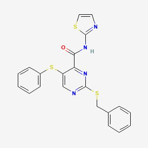 2-(benzylsulfanyl)-5-(phenylsulfanyl)-N-(1,3-thiazol-2-yl)pyrimidine-4-carboxamide