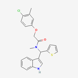 molecular formula C23H21ClN2O2S B11341481 2-(4-chloro-3-methylphenoxy)-N-[1H-indol-3-yl(thiophen-2-yl)methyl]-N-methylacetamide 