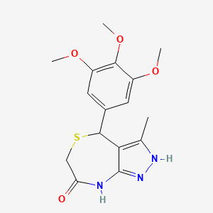 molecular formula C16H19N3O4S B11341504 3-methyl-4-(3,4,5-trimethoxyphenyl)-4,6-dihydro-1H-pyrazolo[3,4-e][1,4]thiazepin-7-ol 