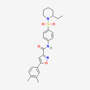 molecular formula C25H29N3O4S B11341539 5-(3,4-dimethylphenyl)-N-{4-[(2-ethylpiperidin-1-yl)sulfonyl]phenyl}-1,2-oxazole-3-carboxamide 