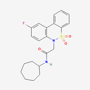 N-cycloheptyl-2-(9-fluoro-5,5-dioxido-6H-dibenzo[c,e][1,2]thiazin-6-yl)acetamide