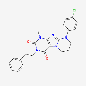 molecular formula C23H22ClN5O2 B11341569 9-(4-chlorophenyl)-1-methyl-3-(2-phenylethyl)-6,7,8,9-tetrahydropyrimido[2,1-f]purine-2,4(1H,3H)-dione 