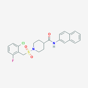 molecular formula C23H22ClFN2O3S B11341604 1-[(2-chloro-6-fluorobenzyl)sulfonyl]-N-(naphthalen-2-yl)piperidine-4-carboxamide 