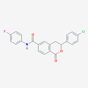 molecular formula C22H15ClFNO3 B11341605 3-(4-chlorophenyl)-N-(4-fluorophenyl)-1-oxo-3,4-dihydro-1H-isochromene-6-carboxamide 