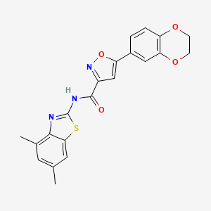 molecular formula C21H17N3O4S B11341677 5-(2,3-dihydro-1,4-benzodioxin-6-yl)-N-(4,6-dimethyl-1,3-benzothiazol-2-yl)-1,2-oxazole-3-carboxamide 