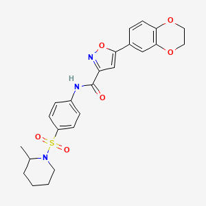 5-(2,3-dihydro-1,4-benzodioxin-6-yl)-N-{4-[(2-methylpiperidin-1-yl)sulfonyl]phenyl}-1,2-oxazole-3-carboxamide