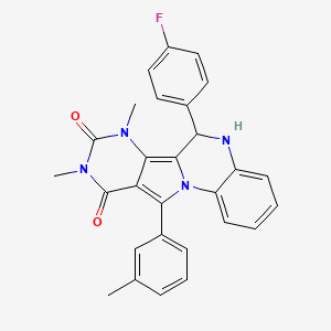 9-(4-fluorophenyl)-12,14-dimethyl-17-(3-methylphenyl)-1,8,12,14-tetrazatetracyclo[8.7.0.02,7.011,16]heptadeca-2,4,6,10,16-pentaene-13,15-dione