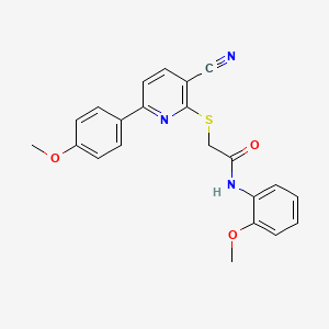 2-{[3-cyano-6-(4-methoxyphenyl)pyridin-2-yl]sulfanyl}-N-(2-methoxyphenyl)acetamide