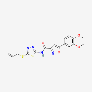 5-(2,3-dihydro-1,4-benzodioxin-6-yl)-N-[5-(prop-2-en-1-ylsulfanyl)-1,3,4-thiadiazol-2-yl]-1,2-oxazole-3-carboxamide