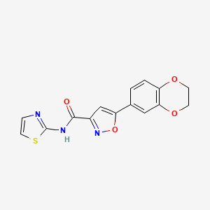 molecular formula C15H11N3O4S B11341885 5-(2,3-dihydro-1,4-benzodioxin-6-yl)-N-(1,3-thiazol-2-yl)-1,2-oxazole-3-carboxamide 