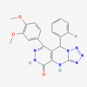 10-(3,4-dimethoxyphenyl)-8-(2-fluorophenyl)-2,4,5,6,7,11,12-heptazatricyclo[7.4.0.03,7]trideca-1(9),3,5,10-tetraen-13-one