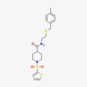 molecular formula C20H26N2O3S3 B11341949 N-{2-[(4-methylbenzyl)sulfanyl]ethyl}-1-(thiophen-2-ylsulfonyl)piperidine-4-carboxamide 