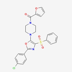 {4-[2-(4-Chlorophenyl)-4-(phenylsulfonyl)-1,3-oxazol-5-yl]piperazin-1-yl}(furan-2-yl)methanone