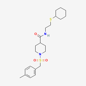 molecular formula C22H34N2O3S2 B11341973 N-[2-(cyclohexylsulfanyl)ethyl]-1-[(4-methylbenzyl)sulfonyl]piperidine-4-carboxamide 