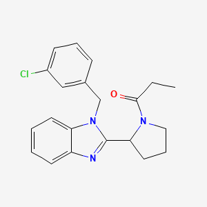 molecular formula C21H22ClN3O B11341998 1-{2-[1-(3-chlorobenzyl)-1H-benzimidazol-2-yl]pyrrolidin-1-yl}propan-1-one 