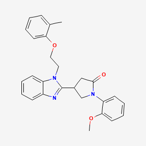 molecular formula C27H27N3O3 B11342006 1-(2-methoxyphenyl)-4-{1-[2-(2-methylphenoxy)ethyl]-1H-benzimidazol-2-yl}pyrrolidin-2-one 