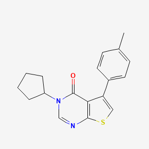 molecular formula C18H18N2OS B11342035 3-cyclopentyl-5-(4-methylphenyl)thieno[2,3-d]pyrimidin-4(3H)-one 