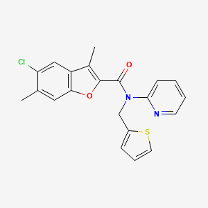 5-chloro-3,6-dimethyl-N-(pyridin-2-yl)-N-(thiophen-2-ylmethyl)-1-benzofuran-2-carboxamide