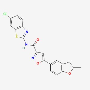 N-(6-chloro-1,3-benzothiazol-2-yl)-5-(2-methyl-2,3-dihydro-1-benzofuran-5-yl)-1,2-oxazole-3-carboxamide