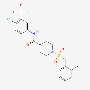 molecular formula C21H22ClF3N2O3S B11342216 N-[4-chloro-3-(trifluoromethyl)phenyl]-1-[(2-methylbenzyl)sulfonyl]piperidine-4-carboxamide 