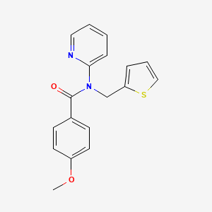 molecular formula C18H16N2O2S B11342229 4-methoxy-N-(pyridin-2-yl)-N-(thiophen-2-ylmethyl)benzamide 