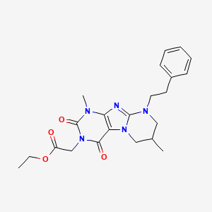 ethyl [1,7-dimethyl-2,4-dioxo-9-(2-phenylethyl)-1,4,6,7,8,9-hexahydropyrimido[2,1-f]purin-3(2H)-yl]acetate