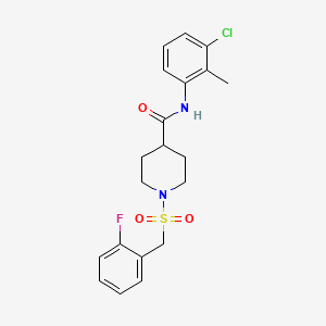 molecular formula C20H22ClFN2O3S B11342271 N-(3-chloro-2-methylphenyl)-1-[(2-fluorobenzyl)sulfonyl]piperidine-4-carboxamide 