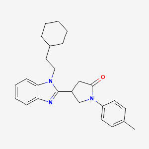 molecular formula C26H31N3O B11342322 4-[1-(2-cyclohexylethyl)-1H-benzimidazol-2-yl]-1-(4-methylphenyl)pyrrolidin-2-one 