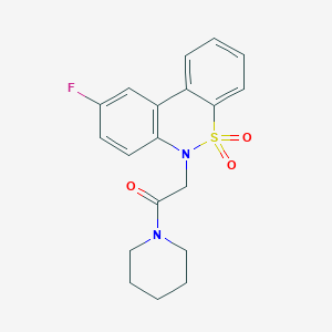 2-(9-Fluoro-5,5-dioxido-6H-dibenzo[C,E][1,2]thiazin-6-YL)-1-(1-piperidinyl)ethanone