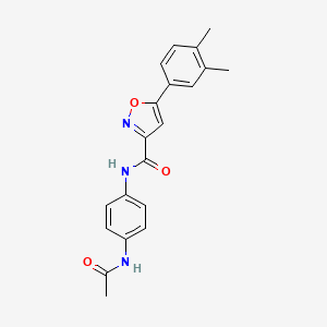 molecular formula C20H19N3O3 B11342333 N-[4-(acetylamino)phenyl]-5-(3,4-dimethylphenyl)-1,2-oxazole-3-carboxamide 