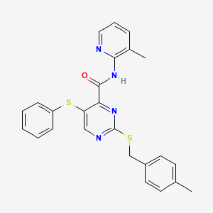 2-[(4-methylbenzyl)sulfanyl]-N-(3-methylpyridin-2-yl)-5-(phenylsulfanyl)pyrimidine-4-carboxamide