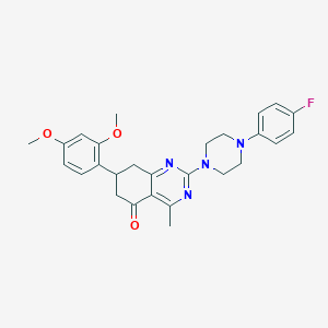 molecular formula C27H29FN4O3 B11342392 7-(2,4-dimethoxyphenyl)-2-[4-(4-fluorophenyl)piperazin-1-yl]-4-methyl-7,8-dihydroquinazolin-5(6H)-one 