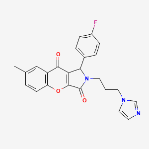 molecular formula C24H20FN3O3 B11342422 1-(4-fluorophenyl)-2-[3-(1H-imidazol-1-yl)propyl]-7-methyl-1,2-dihydrochromeno[2,3-c]pyrrole-3,9-dione 