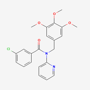 molecular formula C22H21ClN2O4 B11342458 3-chloro-N-(pyridin-2-yl)-N-(3,4,5-trimethoxybenzyl)benzamide 