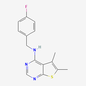 molecular formula C15H14FN3S B11342506 N-[(4-fluorophenyl)methyl]-5,6-dimethylthieno[2,3-d]pyrimidin-4-amine 