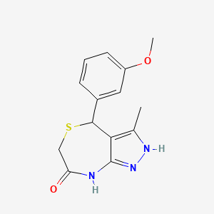 molecular formula C14H15N3O2S B11342517 4-(3-methoxyphenyl)-3-methyl-4,6-dihydro-1H-pyrazolo[3,4-e][1,4]thiazepin-7-ol 